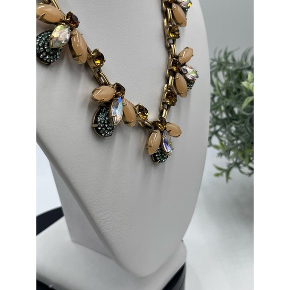 J. Crew Firefly Crystal
AB Peach Topaz Green Collar Statement Floral Necklace - Picture 9 of 16